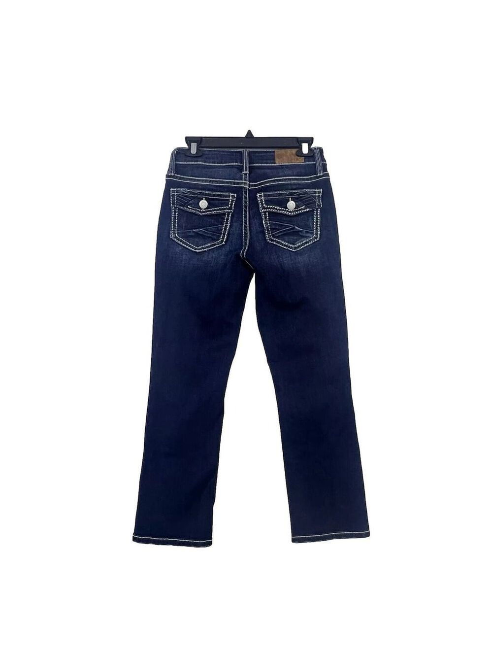 Daytrip Womens 25 Blue Jeans Virgo Straight Thick Stitch Stretch Flap Pocket New - Picture 2 of 12
